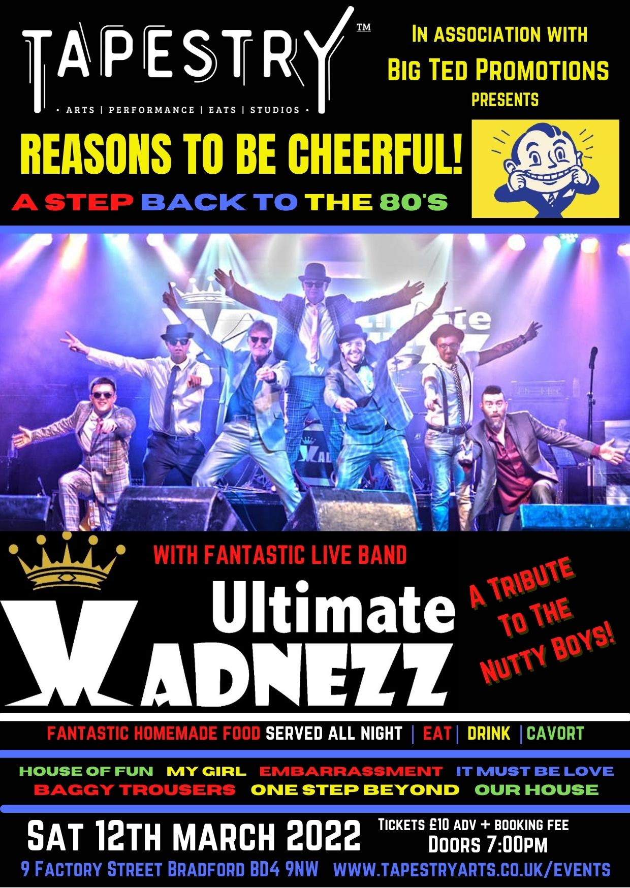 reasons to be cheerful madness tribute bradford tapestry