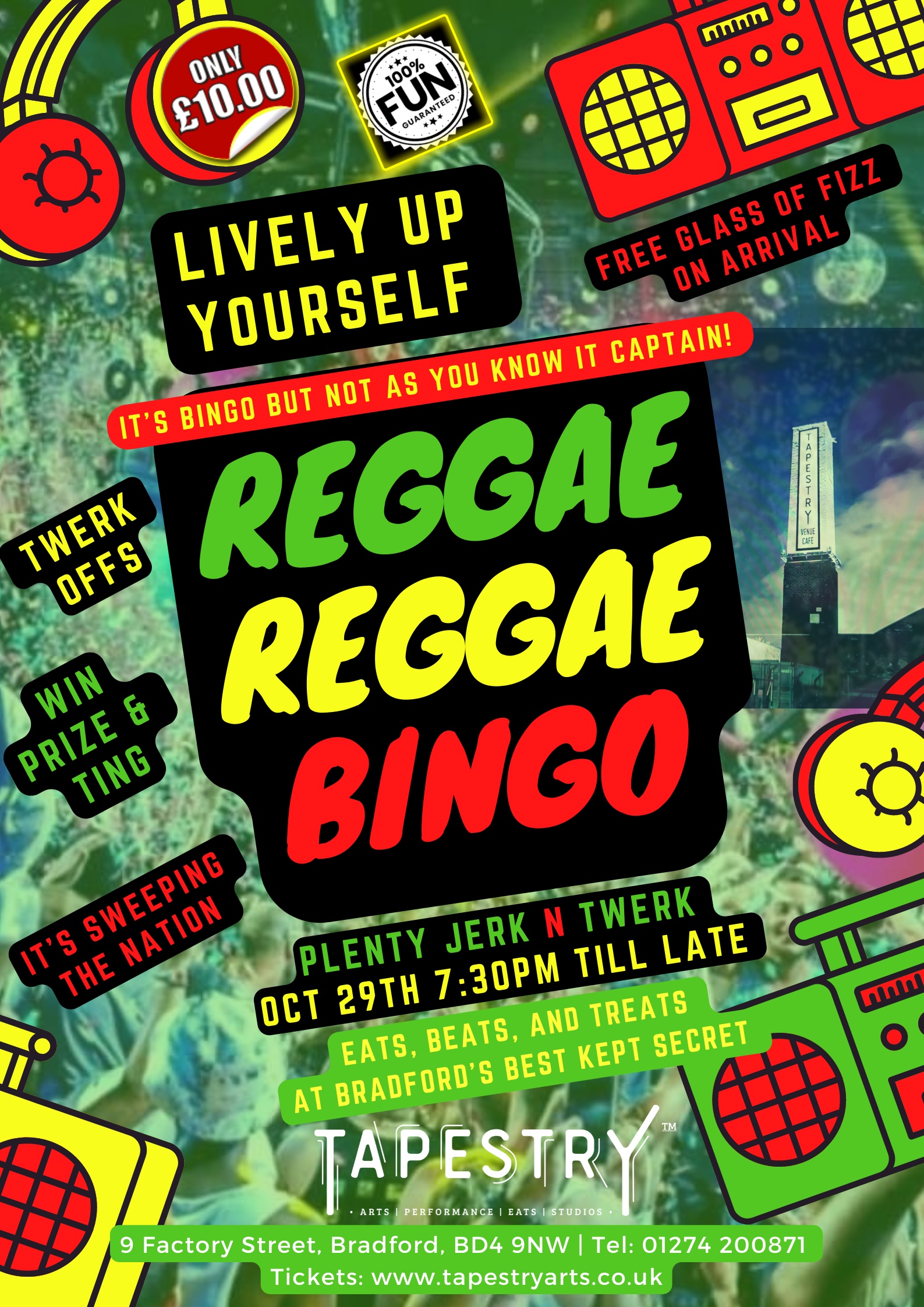 October 29th Reggae Reggae Bingo Bradford Tapestry