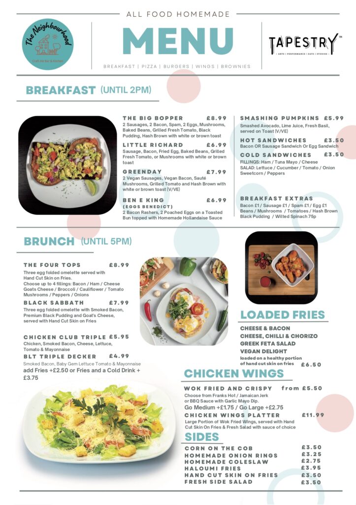 Tapestry Bradford Menu