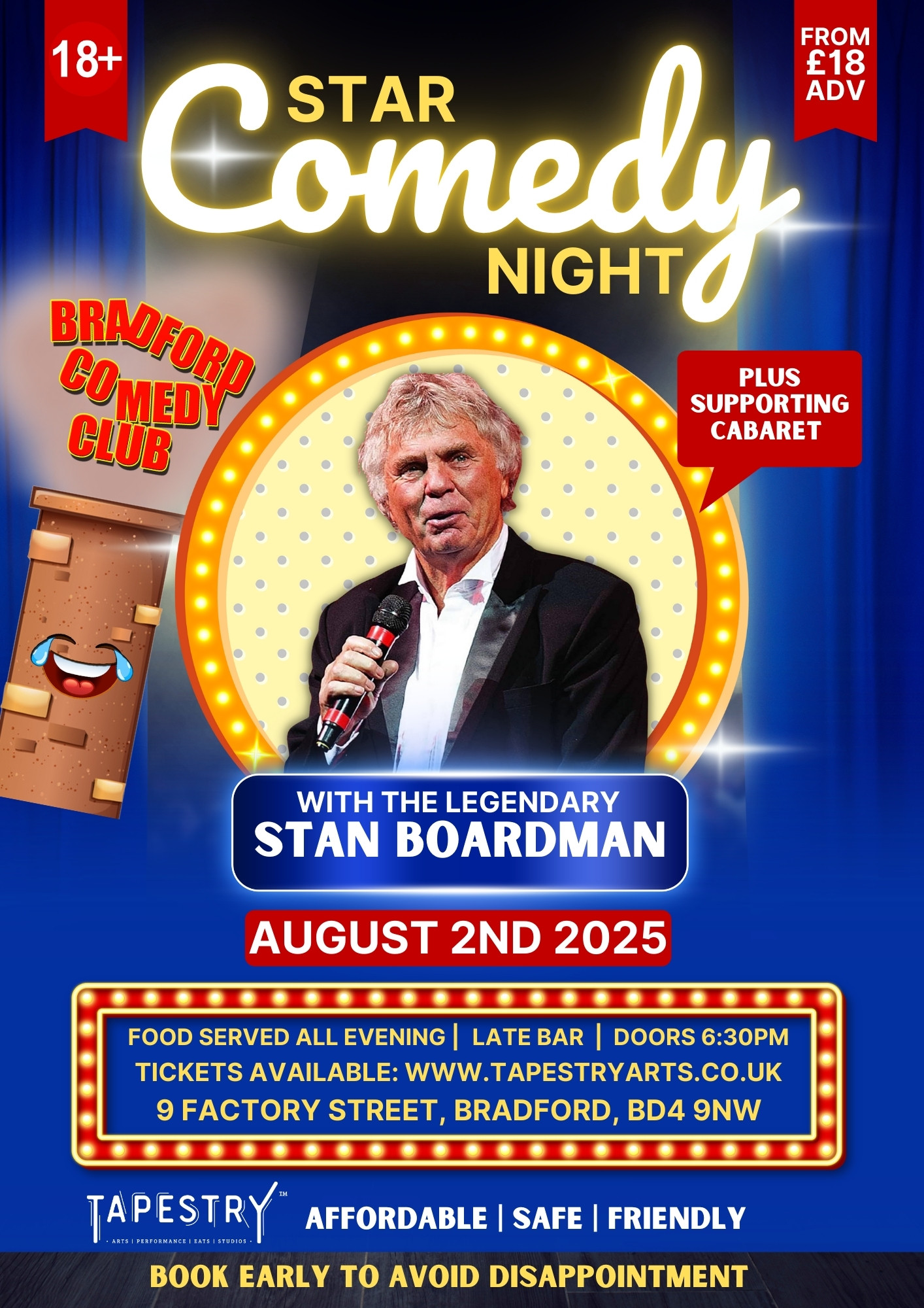 bradford live comedy night club Yorkshire Stan Boardman