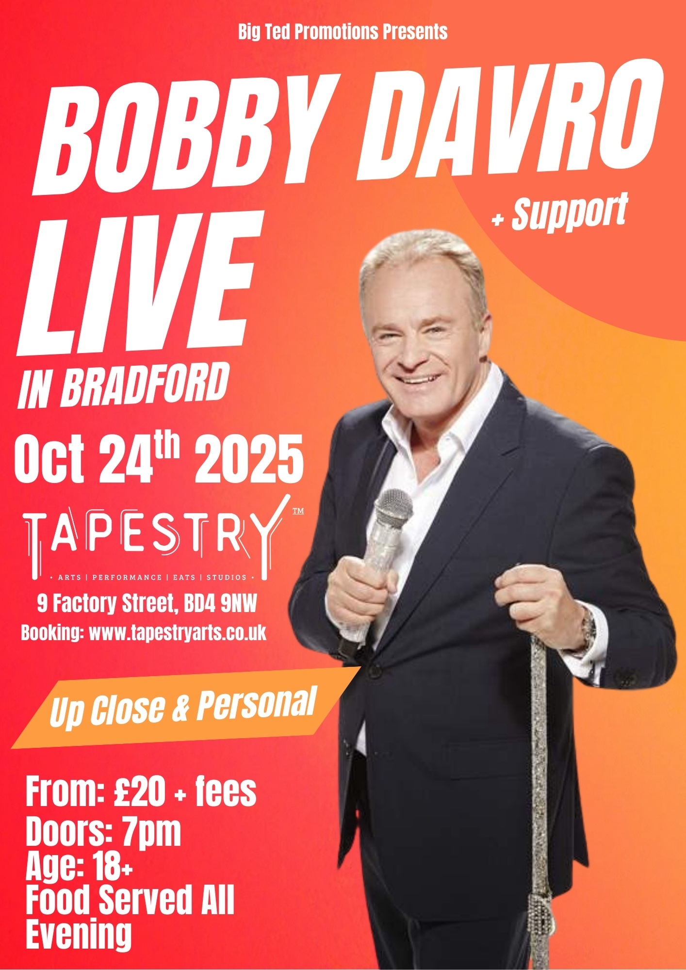Bradford Live Comedy Night Stand Up Bobby Davro Tour Leeds Huddersfield Yorkshire