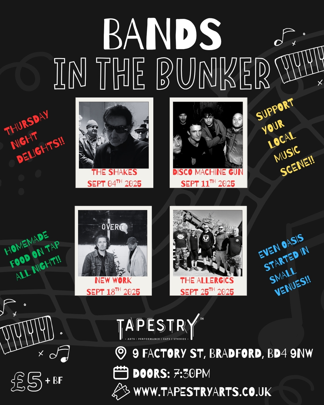 original bands Bradford Live music gigs midweek Thursday Leeds Huddersfield Halifax