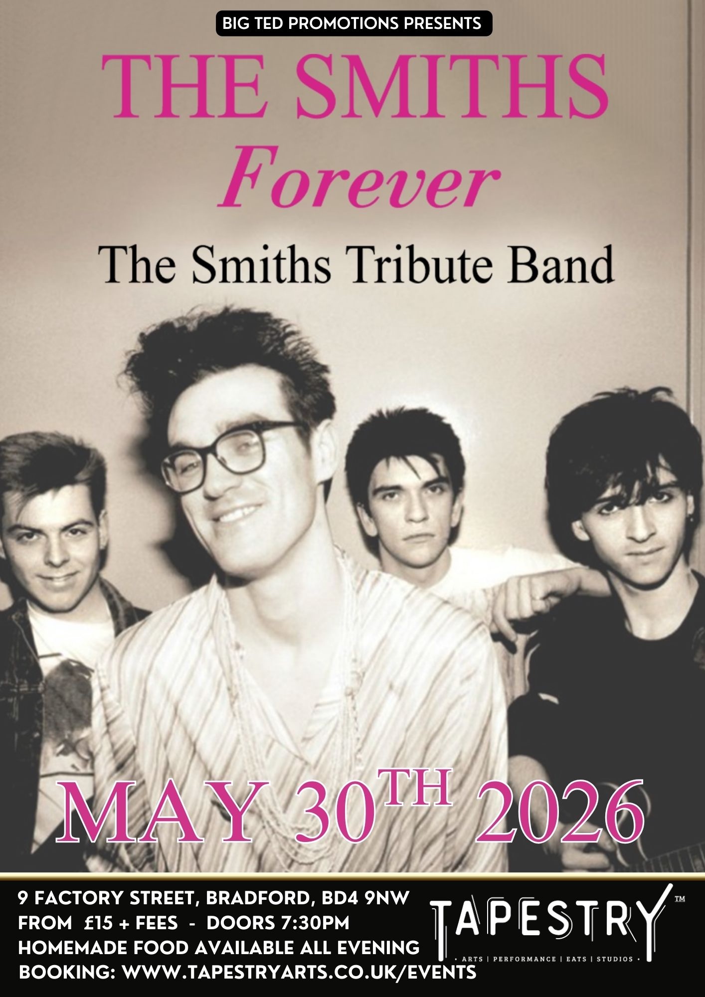 Bradford live The Smiths tribute band Leeds huddersfield Halifax brighouse civic