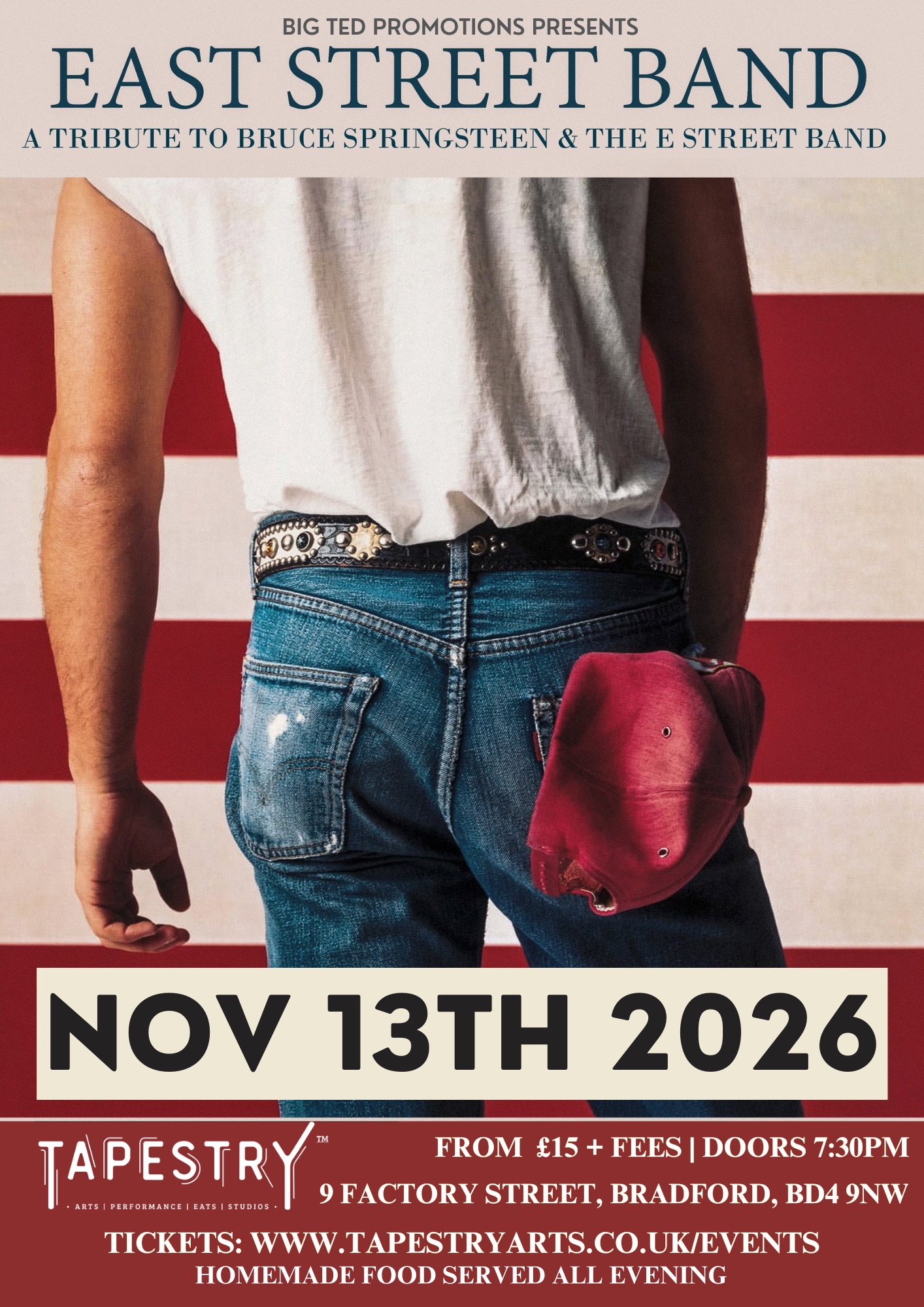 Bruce Springsteen Tribute band Bradford hall, Live Huddersfield, Halifax, Brighouse civic Wakefield Leeds