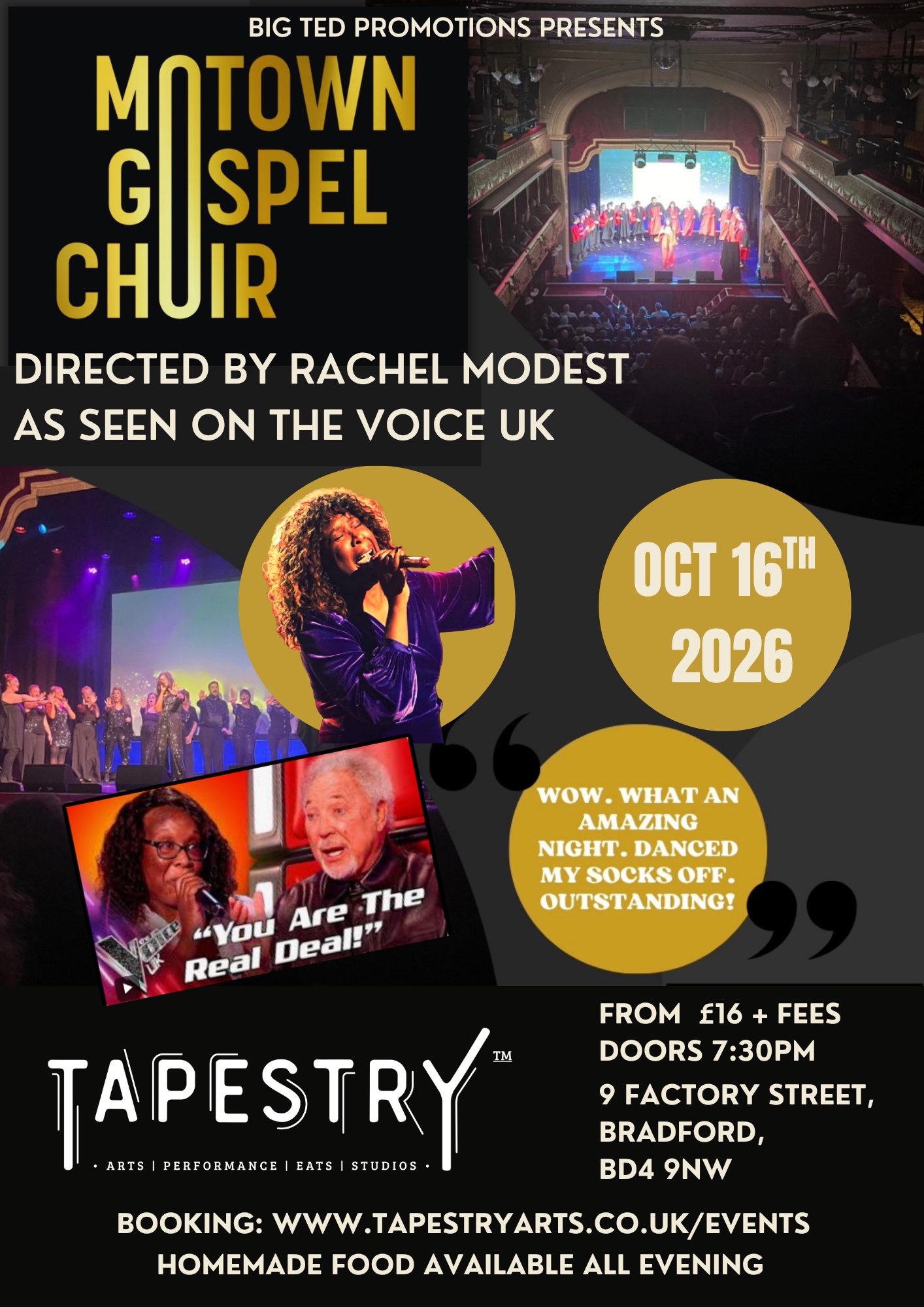 BRADFORD BRIGHOUSE CIVIC LIVE SOUL MOTOWN BAND SHOW REVUE LEEDS CHOIR RACHEL MODEST THE VOICE UK HUDDERSFIELD HALIFAX